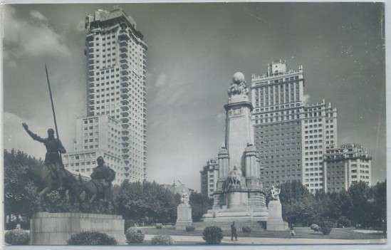 POSTAL DE MADRID: PLAZA DE ESPAÑA. MONUMENTO A CERVANTES Nº 64