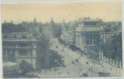 POSTAL ANTIGUA DE MADRID. CALLE ALCALA  BANCOS DE ESPAÑA Y RIO DE LA PLATA