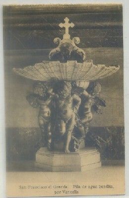 POSTAL ANTIGUA DE MADRID. S. FRANCISCO EL GRANDE. PILA DE AGUA BENDITA