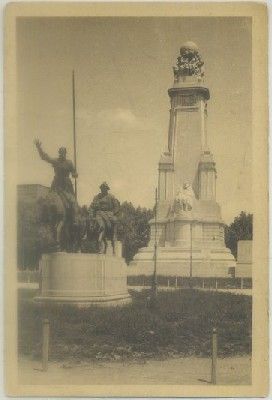 POSTAL DE MADRID. PLAZA DE ESPAÑA. MONUMENTO A CERVANTES