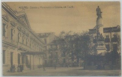 POSTAL ANTIGUA DE MADRID. SENADO Y MONUMENTO A CANOVAS DEL CASTILLO