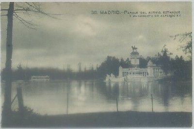 POSTAL ANTIGUA DE MADRID. RETIRO. ESTANQUE Y MONUMENTO A ALFONSO Xll