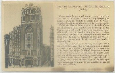 POSTAL ANTIGUA DE MADRID. CASA DE LA PRENSA. PLAZA DEL CALLAO