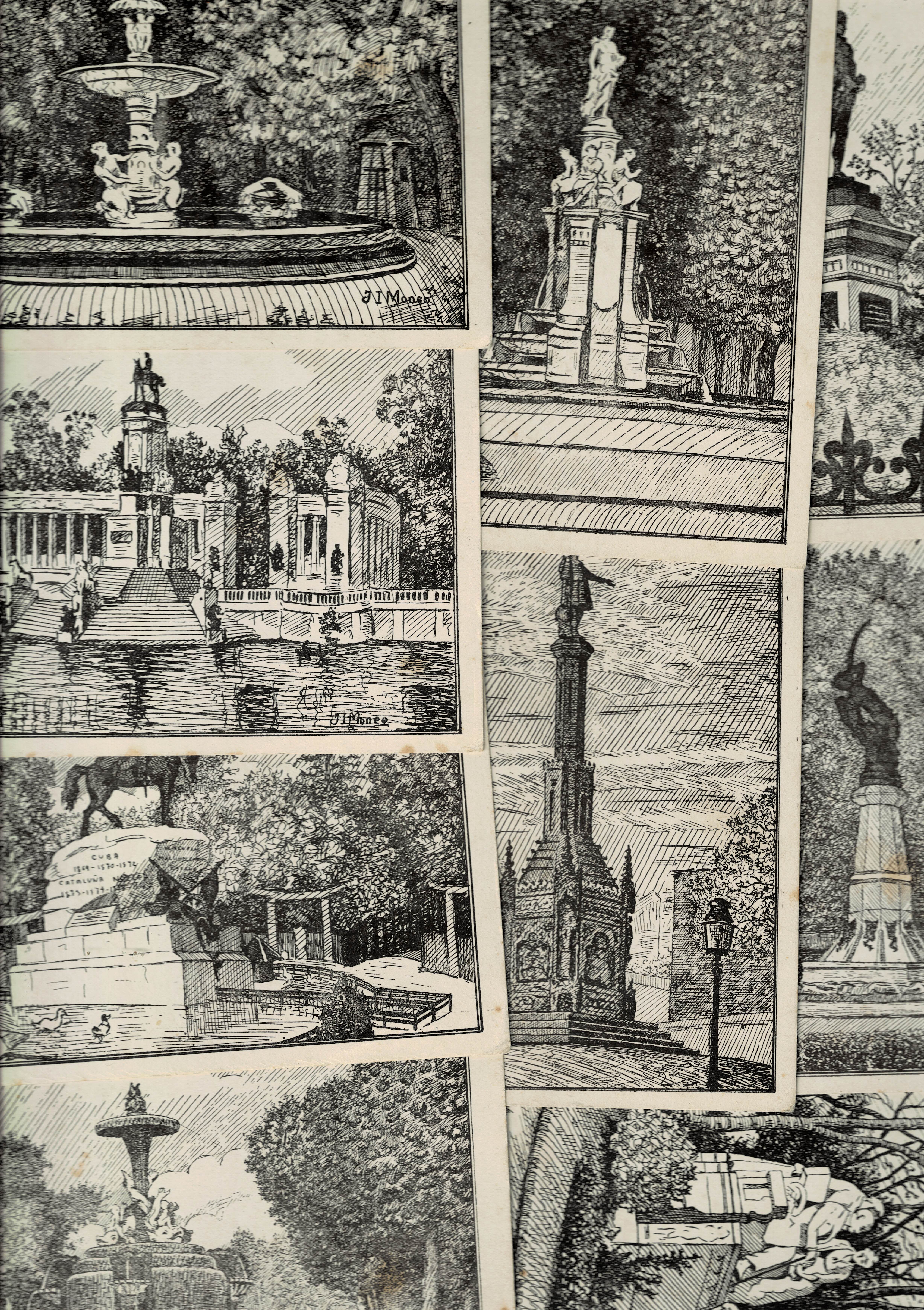 LOTE DE 9 POSTALES DE MADRID. J.I. MONEO.