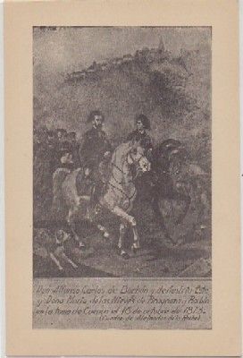 POSTAL MILITAR. DON ALFONSO CARLOS DE BORBON EN LAS LOMAS DE CUENCA