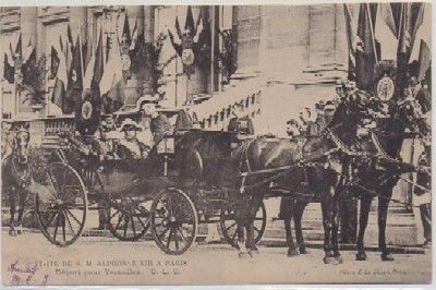 POSTAL MILITAR. VISITE DE S.M. ALPHONSE Xlll A PARIS. VERSAILLES