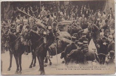 POSTAL MILITAR. VISITE DE S.M. ALPHONSE Xlll A PARIS. HOTEL DE VILLE