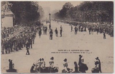 POSTAL MILITAR. S.M. D. ALPHONSE Xlll A PARIS. PLACE DE LA CONCORDE
