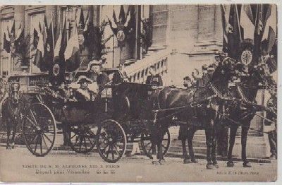 POSTAL MILITAR. S.M. D. ALPHONSE Xlll A PARIS. DEPART POUR VERSAILLES