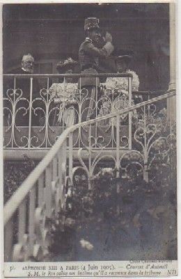 POSTAL MILITAR. S.M. D. ALPHONSE Xlll  A PARIS. COURSES D'AUTEUIL