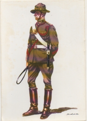 POSTAL UNIFORMES MILITARES. CABO DE ARTILLERIA MONTADA. TRAJE DE CAMPAÑA. ESPAÑA 1927 Nº5