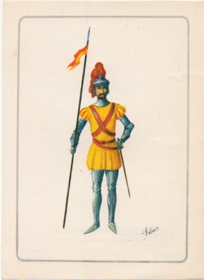 LAMINA MILITAR. REINADO DE FELIPE ll. ESTRADIOTE. COL. LINES. LAMINA Nº 1