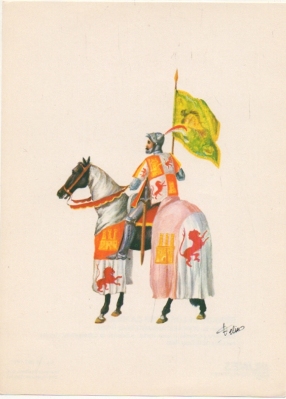 LAMINA MILITAR. REINADO DE LOS REYES CATOLICOS. PORTAESTANDARTE REAL. LAM. Nº 9