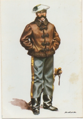 POSTAL UNIFORMES MILITARES SIGLO XlX. GENERAL CARLISTA EN TRAJE DE CAMPAÑA 1833-1868