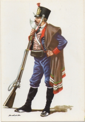 POSTAL UNIFORMES MILITARES SIGLO XlX. BATALLON DE ALMOGAVARES 1810
