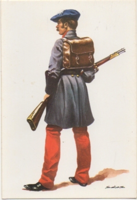 POSTAL UNIFORMES MILITARES SIGLO XlX. INFANERIA GUIPUZCOANA. GUERRA CARLISTA 1836