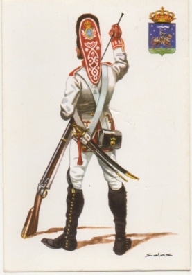 POSTAL UNIFORMES MILITARES SIGLO XlX. GRANADEROS DE INFANTERIA LINEA GUADALAJARA 1808