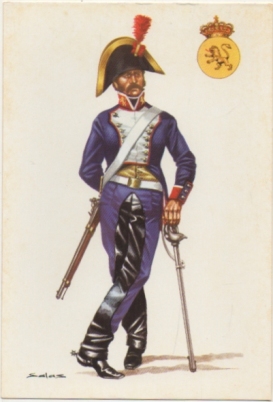 POSTAL UNIFORMES MILITARES SIGLO XlX. SOLDADO DE CABALLERIA DE LINEA 1804