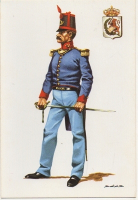POSTAL UNIFORMES MILITARES SIGLO XlX. OFICIAL RGTO. DE INFANTERIA CONSTITUCION 1812