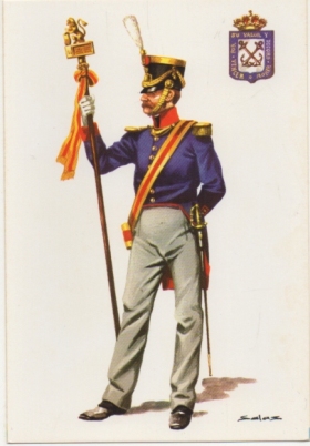 POSTAL UNIFORMES MILITARES SIGLO XlX. LEONIFERO DE INFANTERIA RGTO. SAN MARCIAL 1822