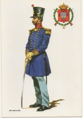 POSTAL UNIFORMES MILITARES SIGLO XlX. OFICIAL DE GRANADEROS RGTO. LUCHANA 1823