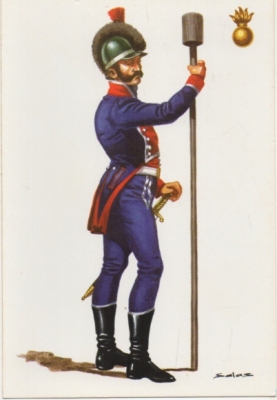 POSTAL UNIFORMES MILITARES SIGLO XlX. ARTILLERIA VOLANTE DE LAS REALES 1807