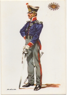 POSTAL UNIFORMES MILITARES SIGLO XlX. CARABINERO DE COSTAS Y FRONTERAS 1829