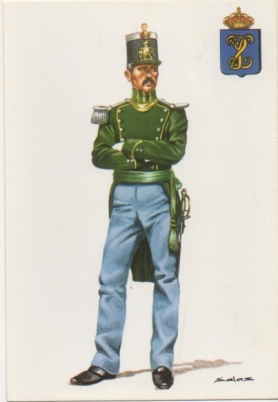 POSTAL UNIFORMES MILITARES SIGLO XlX. OFICIAL DE INFANTERIA LIGERA RGTO. ISABEL ll 1840