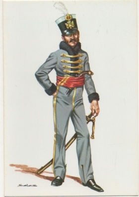 POSTAL UNIFORMES MILITARES SIGLO XlX. OFICIAL DE LA GUERRILLA DE D. JULIAN SANCHEZ 1809