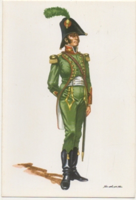 POSTAL UNIFORMES MILITARES SIGLO XlX. OFICIAL DE INFANERIA LIGERA 1807