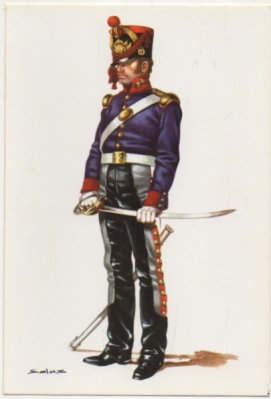 POSTAL UNIFORMES MILITARES SIGLO XlX. ESCUADRONES A CABALLO DE ARTILLERIA 1822