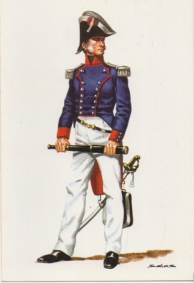 POSTAL UNIFORMES MILITARES SIGLO XlX. OFICIAL DEL REAL CUERPO DE INGENIEROS