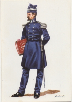 POSTAL UNIFORMES MILITARES SIGLO XlX. CAPITAN DE INGENIEROS. UNIFORME DE CUARTEL 1850