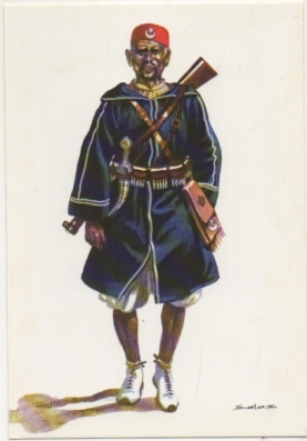 POSTAL UNIFORMES MILITARES SIGLO XX. ASCARI DE LA POLICIA INDIGENA 1911