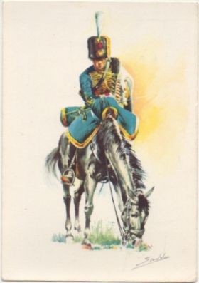 POSTAL UNIFORMES MILITARES. OFICIAL RGTO. HUSARES DE LA PRINCESA 1905. SERIE 1 Nº 1
