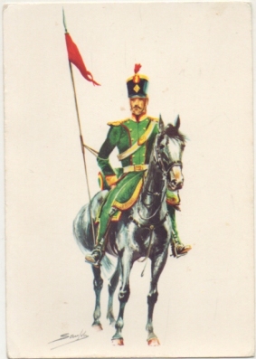 POSTAL UNIFORMES MILITARES. LANZERO DEL RGTO. DE LA LEGION EXTREMEÑA 1811. SERIE 1 Nº 2