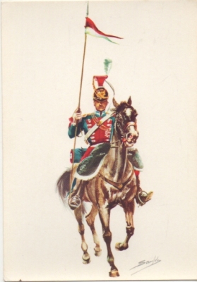 POSTAL UNIFORMES MILITARES. LANZERO DE LA GUARDIA REAL 1824. SERIE 1 Nº 8