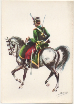 POSTAL UNIFORMES MILITARES. CABALLERIA LIGERA. SOLDADO RGTO. ALBUERA 1835. SERIE 1 Nº 11