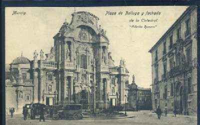 POSTAL ANTIGUA DE MURCIA - PLAZA DE BELUGA Y FACHADA DE LA CATEDRAL
