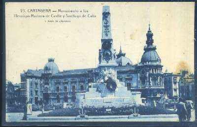 POSTAL ANTIGUA DE CARTAGENA MONUMENTO A LOS HEROICOS MARINOS DE CAVITE Y SANTIAGO DE CUBA