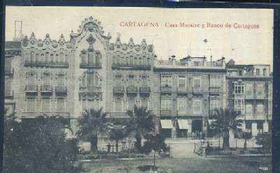POSTAL ANTIGUA DE CARTAGENA - CASA MAESTRE Y BANCO DE CARTAGENA