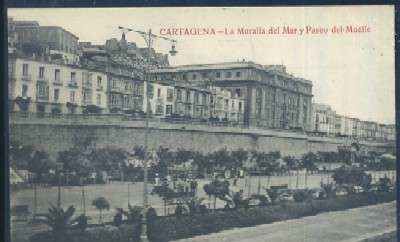 POSTAL ANTIGUA DE CARTAGENA - LA MURALLA DEL MAR Y PASEO DEL MUELLE