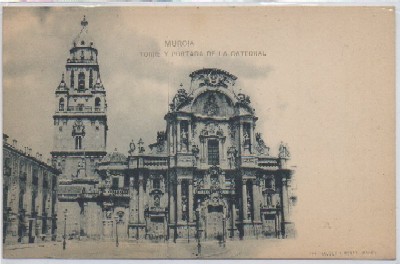 POSTAL ANTIGUA DE MURCIA. TORRE Y PORTADA DE LA CATEDRAL
