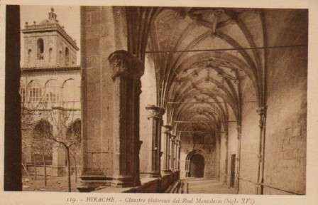 POSTAL ANTIGUA DE HIRACHE. Nº 119.CLAUSTRO PLATERESCO DEL REAL MONASTERIO (SIGLO XVI).