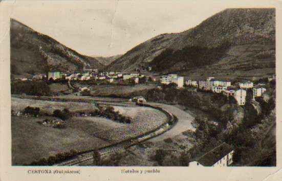 POSTAL DE GESTONA (GUIPUZCOA).  HOTELES Y PUEBLO.