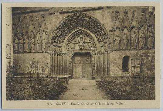 POSTAL DE NAVARRA OLITE Nº 131 DETALLE DEL PORTICO DE SANTA MARIA LA REAL