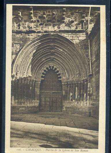 POSTAL DE NAVARRA - CIRAUQUI Nº 106 PUERTA DE LA IGLESIA DE SAN ROMAN