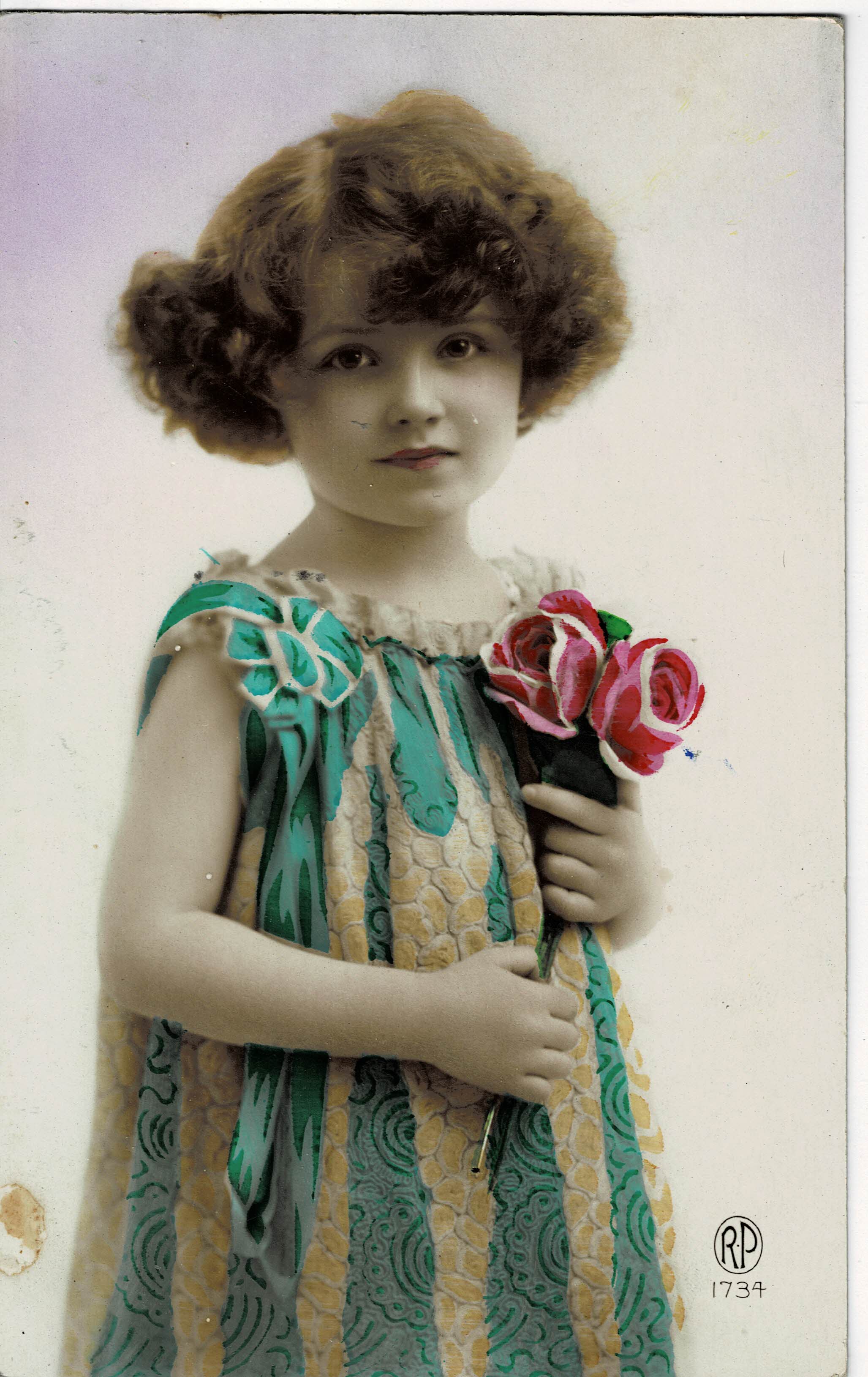 POSTAL DE NIÑOS. NIÑA A COLOR.