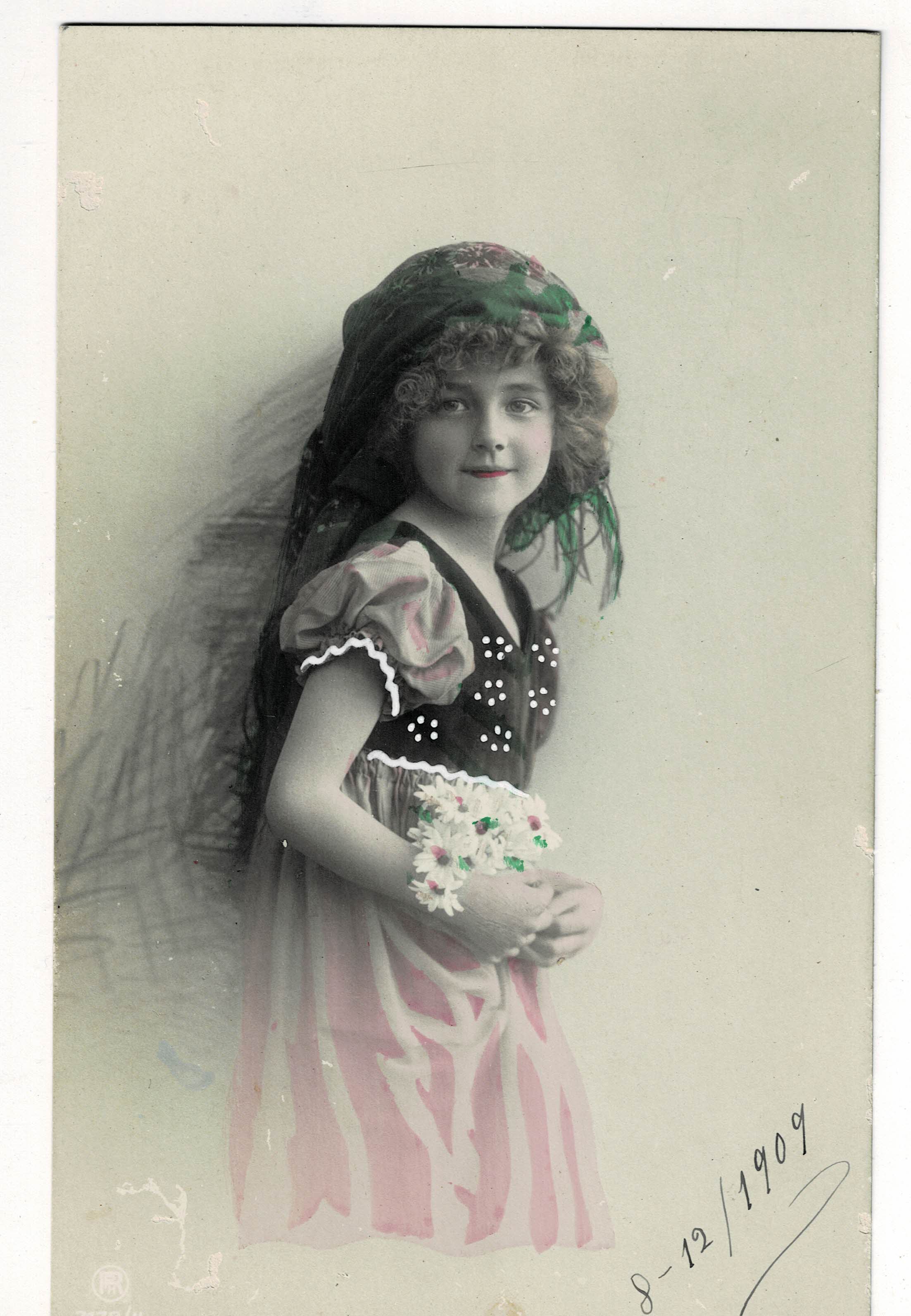 POSTAL DE NIÑOS. NIÑA A COLOR.