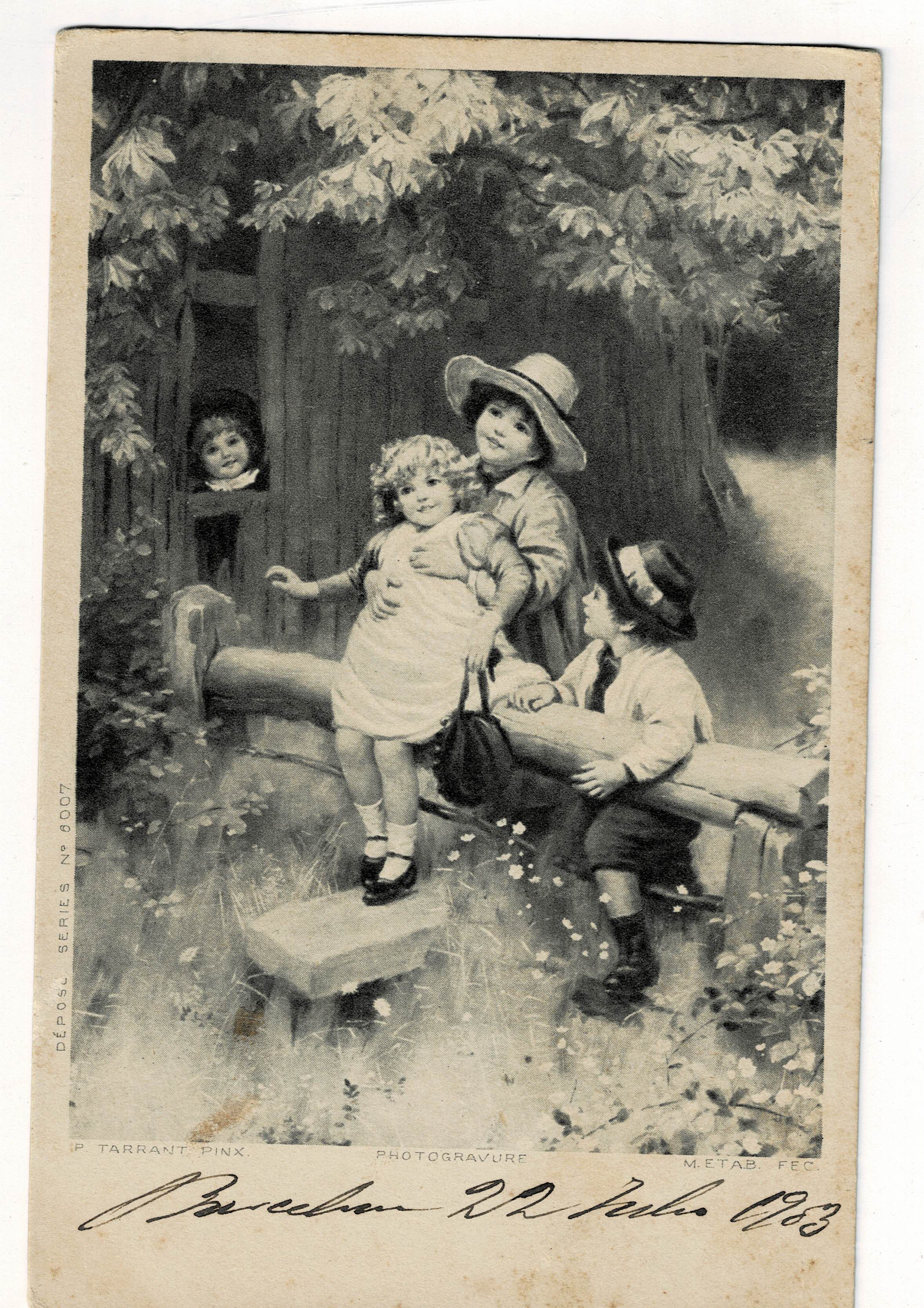 POSTAL DE NIÑOS. NIÑOS EN EL CAMPO.